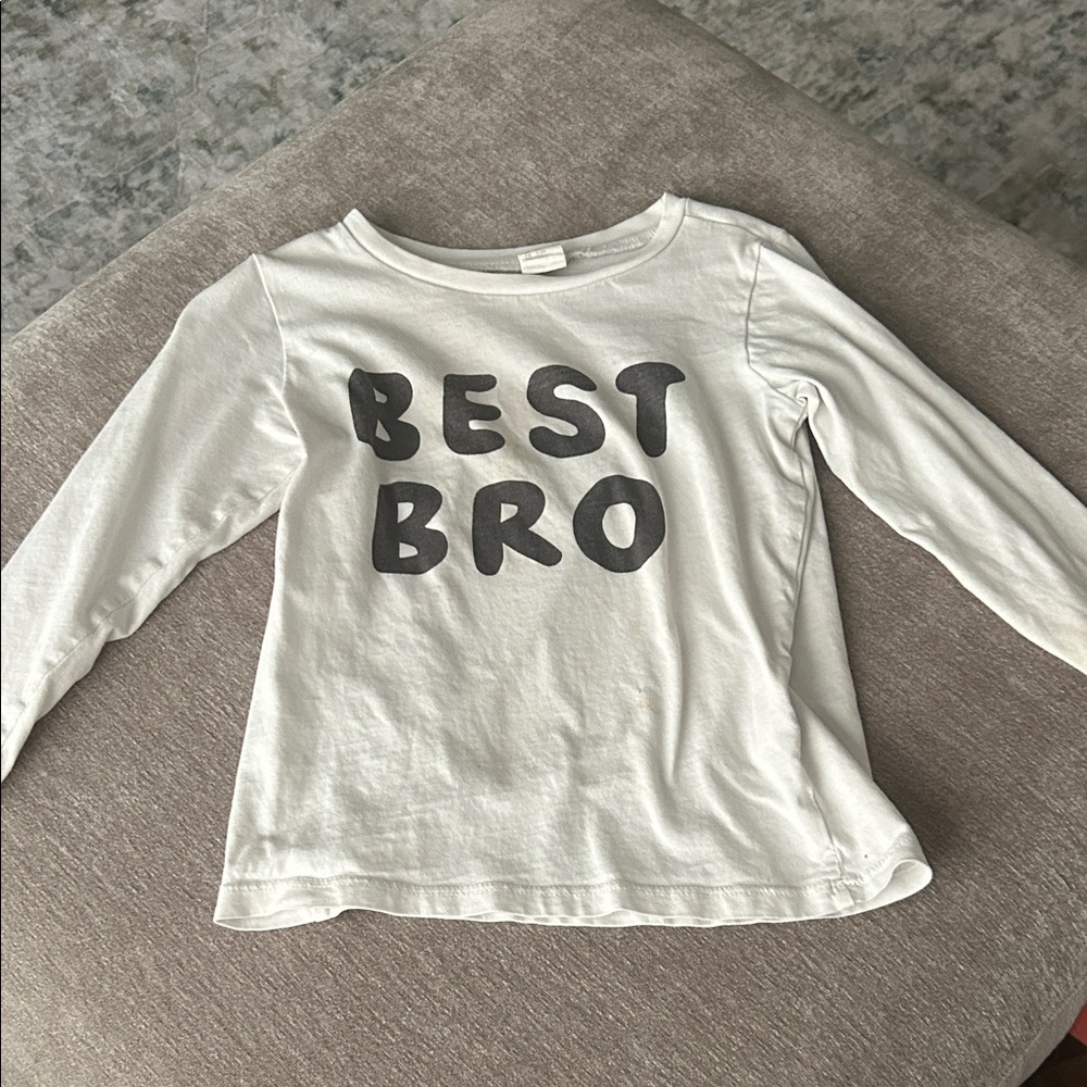 H&M Kids 'Best Bro' Long Sleeve Tee - White and Black